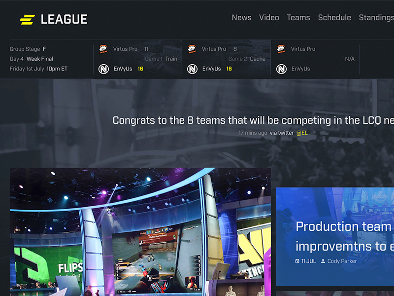 Example of ELEAGUE Homepage Re-Design