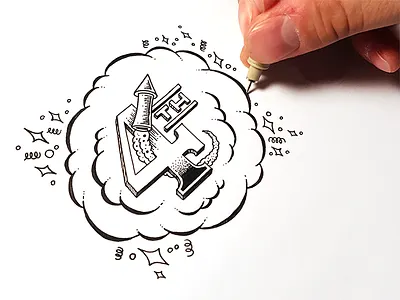 Independence Day Doodle - Process 4th america chalk doodle. smoke fireworks illustration independence july lettering