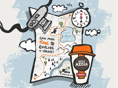 Nescafé Azera Illustration branding coffee graphics icons illustration ink nature paint