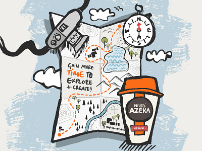 Nescafé Azera Illustration branding coffee graphics icons illustration ink nature paint