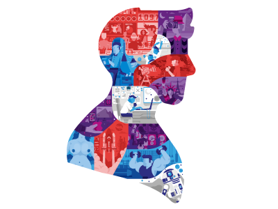 Lot of references illustration