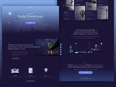 Landing Page - DronVision city contact hero image home page house icon illustration landing page night place single page ticket