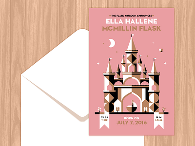 Castle Birth Announcement badassladyknights castle color dangerdom dominic flask flat geometry illustration kingdom medieval shapes vector
