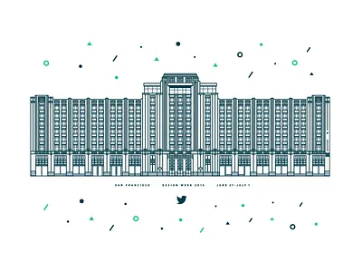 Twitter Design Week Poster architecture building design illustration poster risograph sf twitter