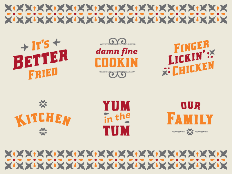 Proposed Popeyes Branding branding kitchen lettering ornaments pattern popeyes restaurant southern typography vintage wrought iron