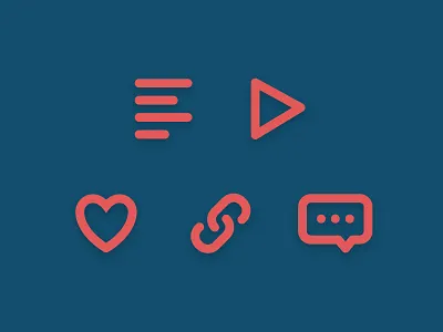 Icons article chat comment heart icon like link message play