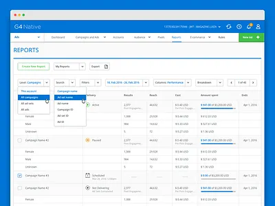 Gravity4 - Reports Module components flat interface module reports ui ux