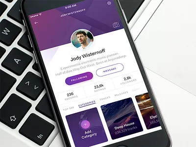 Music Profile app clean download freebie music pattern player profile shopping sketch ui user