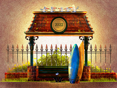 The 2022 Bus Stop architecture blue concept art drawing illustration marine ocean sea sketch surf surfing water