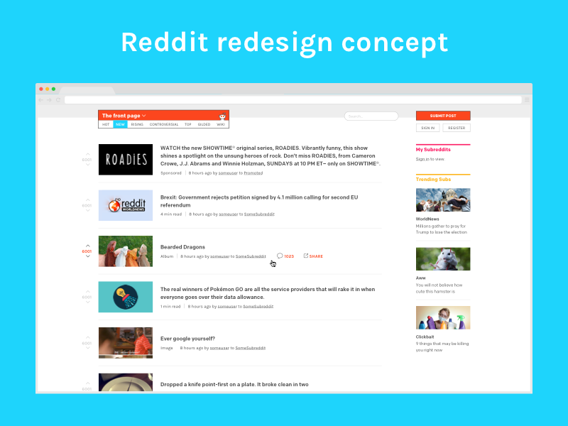 Reddit redesign concept by Stelios Constantinides on Dribbble