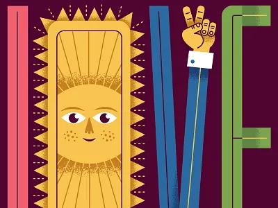 Peace & Love SUNday Sun fingers hand lettering love peace peace sign sun sunday suns sunshine type