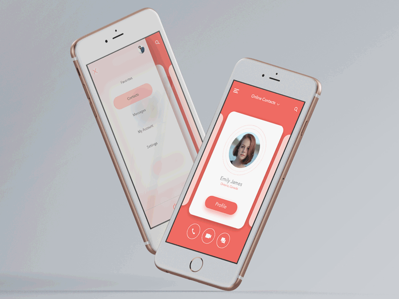 UI for Contact and Menu - Day 6 call chat contact inner page menu mobile ui ui menu ux