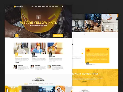 Yellow Hats - Construction, Building & Renovation Theme architecture building company construction constructor contractor corporate electrician engineering handyman industry painter plumber remodeling renovation