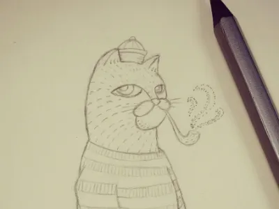 Sailorcat dotwork sketch