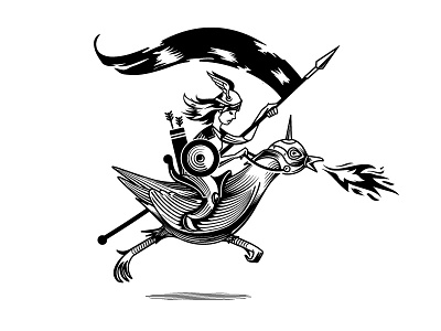 War Hen Logo battle beer craft hen joust logo rider war