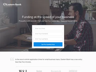 Bank Landing Page banking business clean finance fintech flat form home landing loan