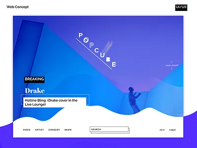 Web player concept design drake music news player psd ui ux video wave web