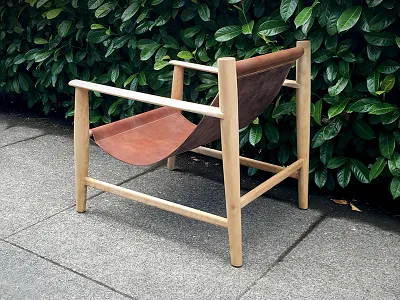 Sling Lounge Chair chair contemporary custom design furniture industrial leather mid century midcentury modern product woodworking