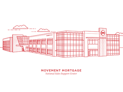 Movement Mortgage HQ Building Illustration building design half tone hq illustration line art line work mortgage movement structure vector