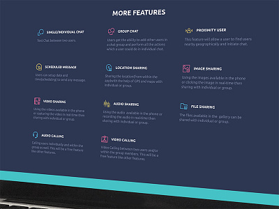Features Section chat design features icon icons sharing ui web
