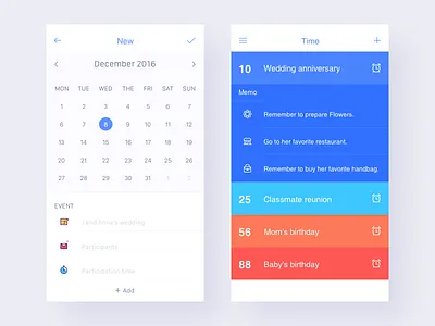 New/Time alarm calendar clock memo new app ui time