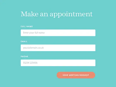 Make an appointment - modal form appointment book form meeting modal popup web website