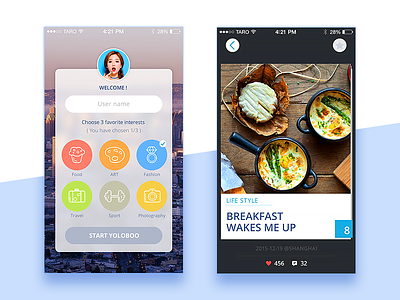 Profile & Note Detail app book flat icon interest ios magazine mobile outline screen settings welcome