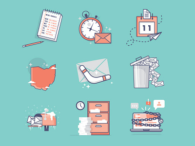 Email Hack Illustrations art branding computer corporate design flat graphic design icon illustration logo office scale