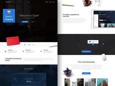 Super App page freebie app black clean freebie landing minimal red simple sketch template website white