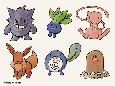 PokemonGOuache animals cute gaming gouache illustration monsters nerd nintendo pokemon watercolor