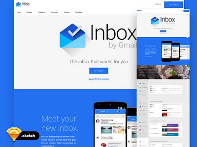 Google Inbox UI - free sketch template free google inbox lesson psd sketch template ui