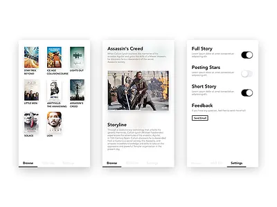 Movie App app browse cinema flat ios minimalist movie new pure ticket ui ux