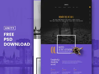 Honor - Unity Free PSD dubai free freepsd pakistan pixelzeesh template theme ui unity ux webdesign
