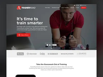 TrainerRoad Homepage Mockup Variation 2 cycling homepage saas web design wip