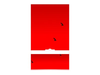 City Sunset birds black poster red seagulls white window yellow