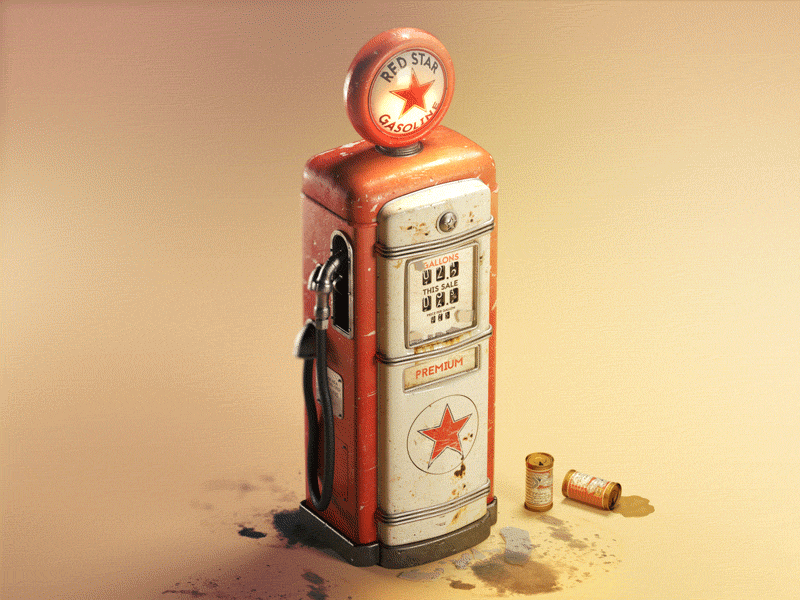 Big Oil 3d america americana c4d classic gas pump isometric nostalgia oil petrol vray