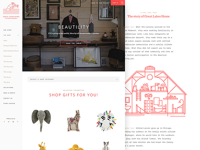 Great Lakes Home — Website! brand dragon house illustration lake monster serpent shop shopify web website wireframe