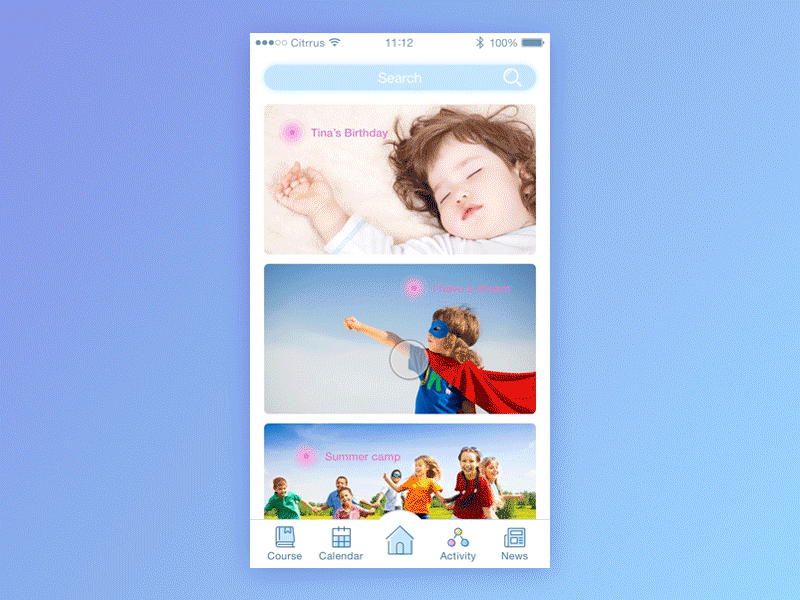 Content activity animate blue children education filled outline icon page flow