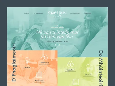 Gael Linn Concept colour concept gael linn grid irish lime navy orange pastel typography ui website