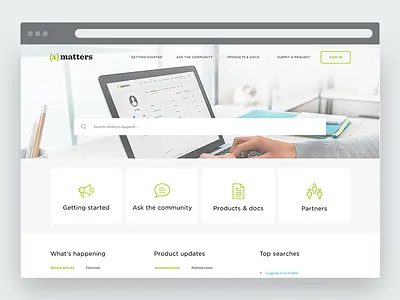 Help center // xMatters clean design flat help center hero landing page minimal suport ui web zendesk