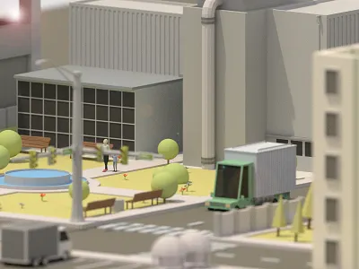 Blur Shot #2 3d blender blur buildings car city isometric low low poly model poly