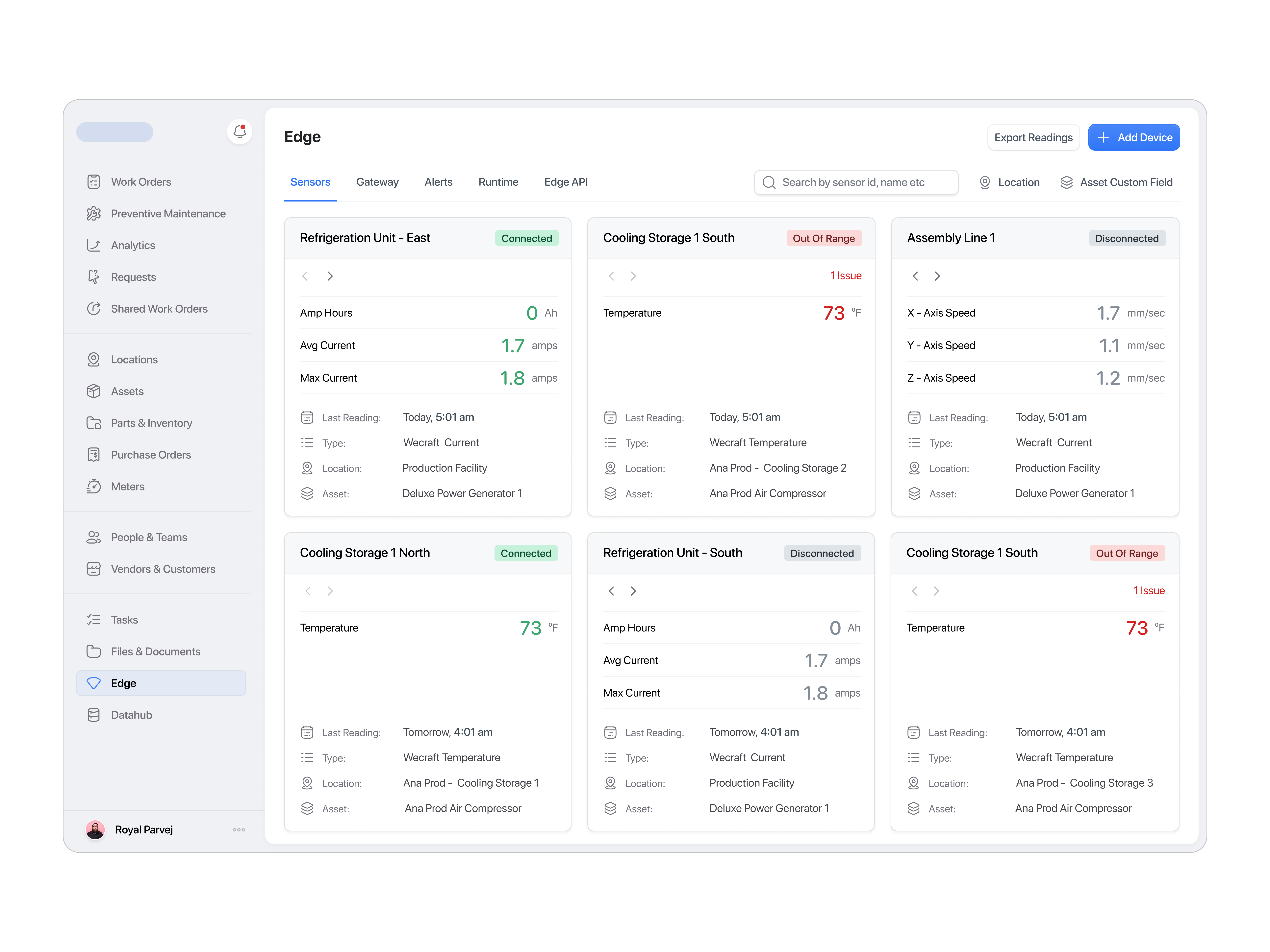 Edge - Sensor Inventory Saas casestudy dashboard delivery edge erp inventory inventorydashboard inventorymanagement inventoryui percel product design saas saas design sensor shipping supplychain uidesign warehousemanagement webapp