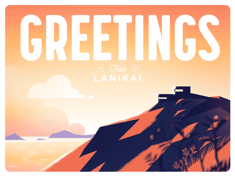 Aloha Monday (Lanikai) aloha da paina down the street designs dts dts designs gif hawaii illustration lanikai oahu postcard texture