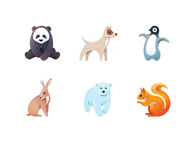 Luubra Animals Set animal bear bulgaria custom cute dog icons illustration minimal panda penguin tsanev