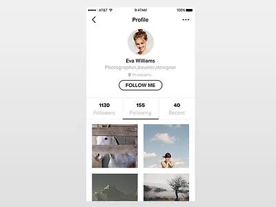 Dailyui006 user profile app clean dailyui minimal photo profile ui user