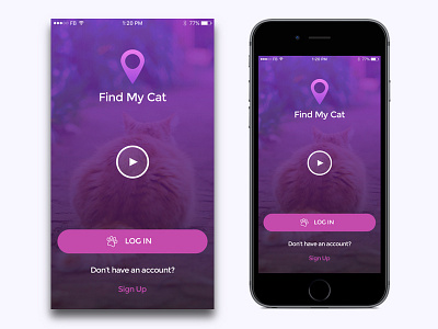 Welcome Screen UI account app cat intro ios login mobile app signup simple ui ux