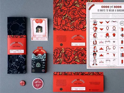 Odds And Sods Branding and Packaging bandana belly band button california enamel pin lapel pin packaging patch pin poppies
