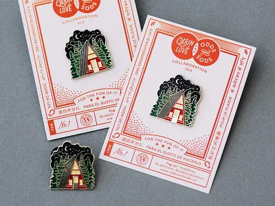 Cabin Love Enamel Pin badge cabin enamel pin forest lapel pin night packaging product stars
