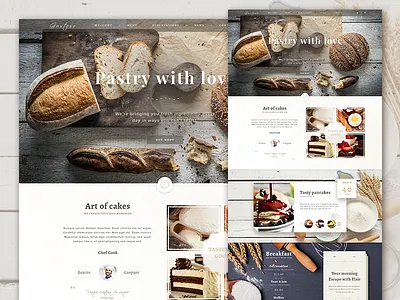 The Bakery Website - Free PSD bakery button download food free freebie psd ui ux web website wood