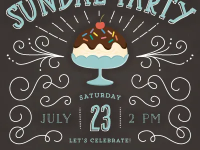 Sundae Party birthday party invitation ice cream minted sundae typography
